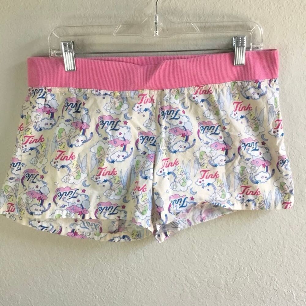 Disney Vintage Y2K VTG 2000s Tinker Bell McBling Graphic PJ Short Shorts Large‎